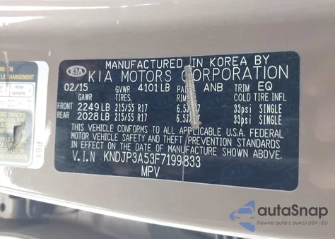 2015 Kia Soul + from USA, damaged, VIN KNDJP3A53F7199833